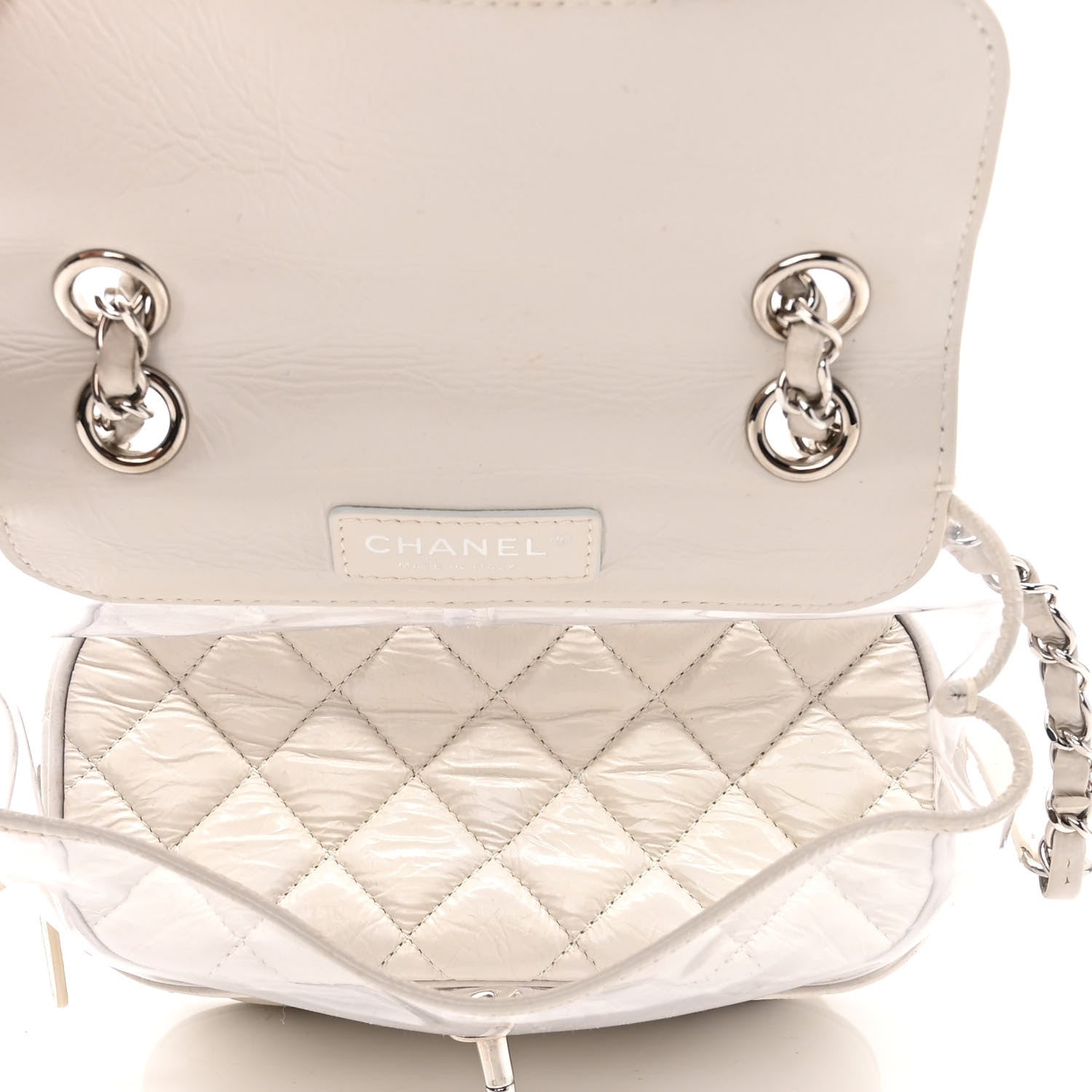 Chanel Crumpled Calfskin PVC Quilted Backpack White 5 of 12