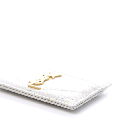 Saint Laurent Grain De Poudre Matelasse Chevron Monogram Credit Card Case Blanc Vintage 8 of 8