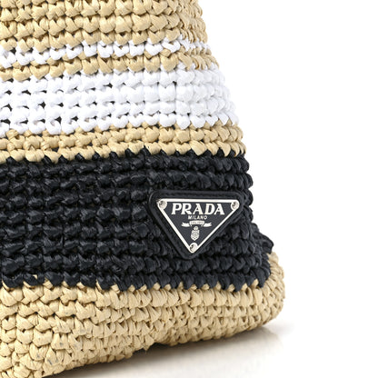 Prada Raffia Logo Tote Naurale Black 7 of 12
