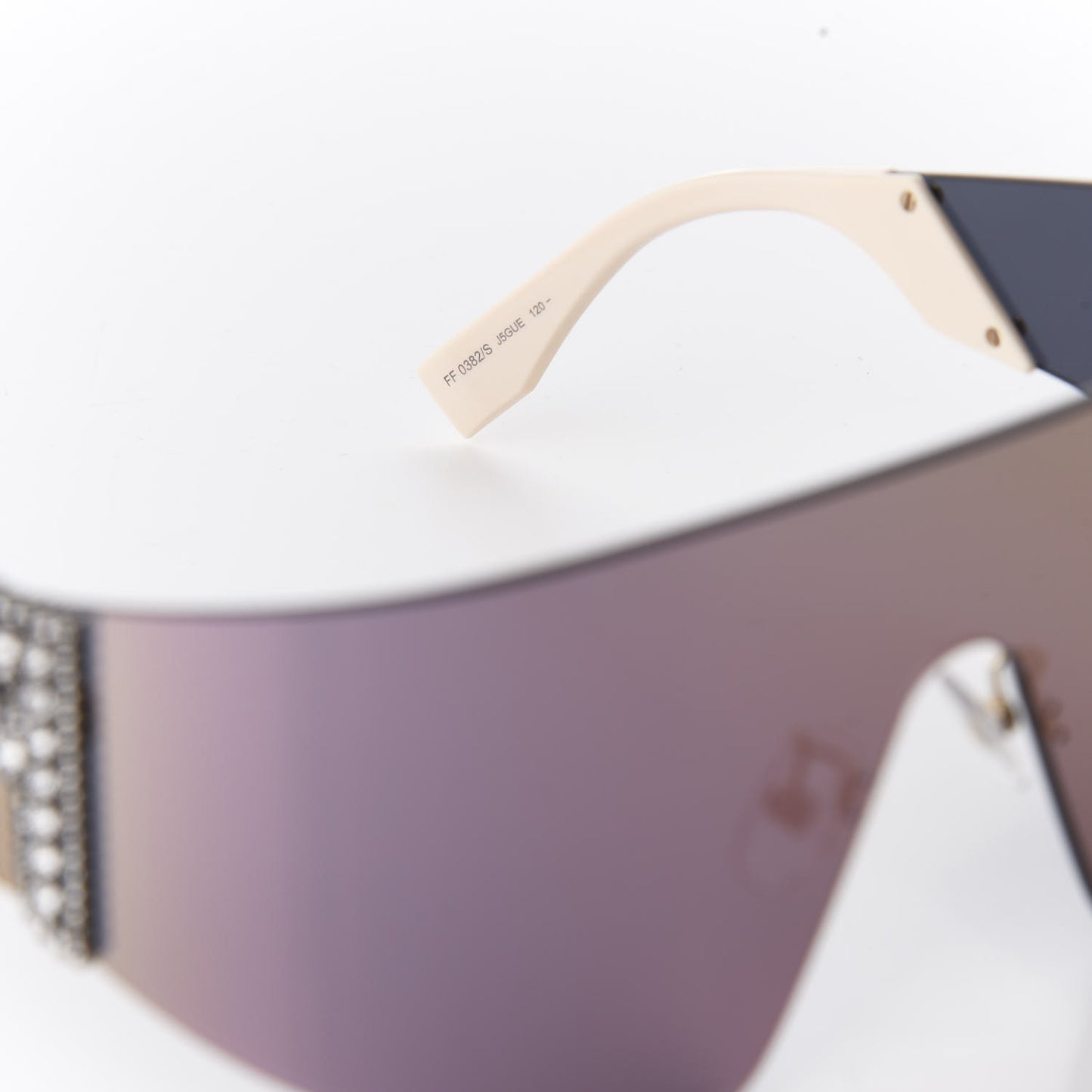 Mirrored Crystal Embellished FFreedom Shield Sunglasses FF 0382/S Pink