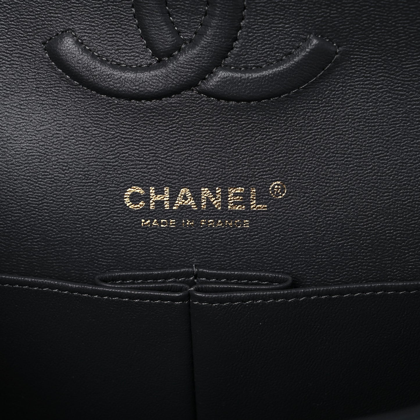 Caviar Quilted Medium Double Flap Dark Grey