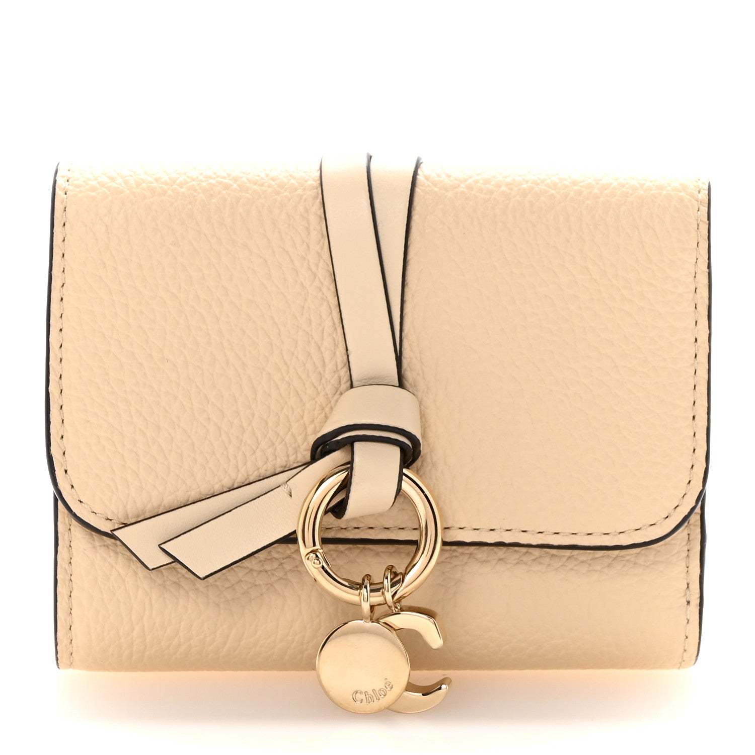 Chloe Grained Calfskin Alphabet Mini Trifold Wallet Sweet Beige 1 of 8