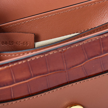 Chloe Calfskin Crocodile Embossed Small Aby Lock Chestnut Brown 6 of 9