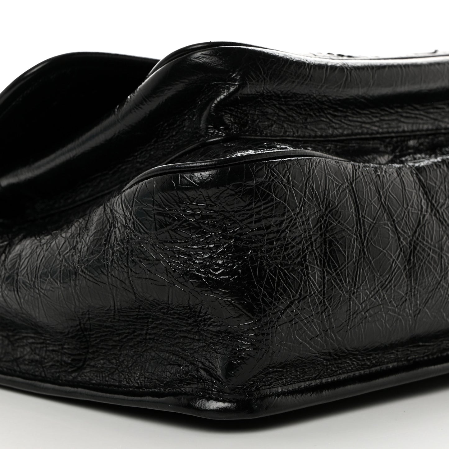 Crinkled Calfskin Matelasse Monogram Medium Niki Chain Satchel Black