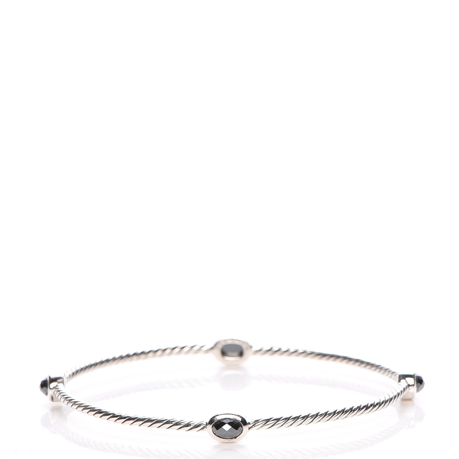 David Yurman Sterling Silver Hematine 3mm Color Classics Four Station Bangle 1 of 4