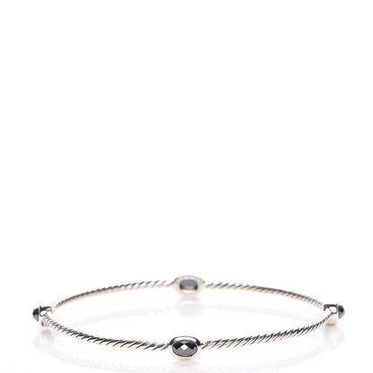 David Yurman Sterling Silver Hematine 3mm Color Classics Four Station Bangle 1 of 4