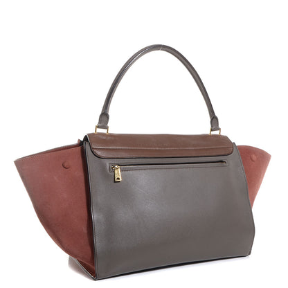 Celine Calfskin Suede Large Tri-Color Trapeze Terracotta 3 of 9