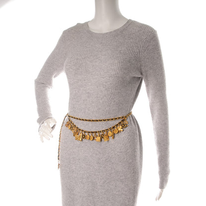 Chanel Lambskin Chain Iconic Charm Belt Black Gold 2 of 7
