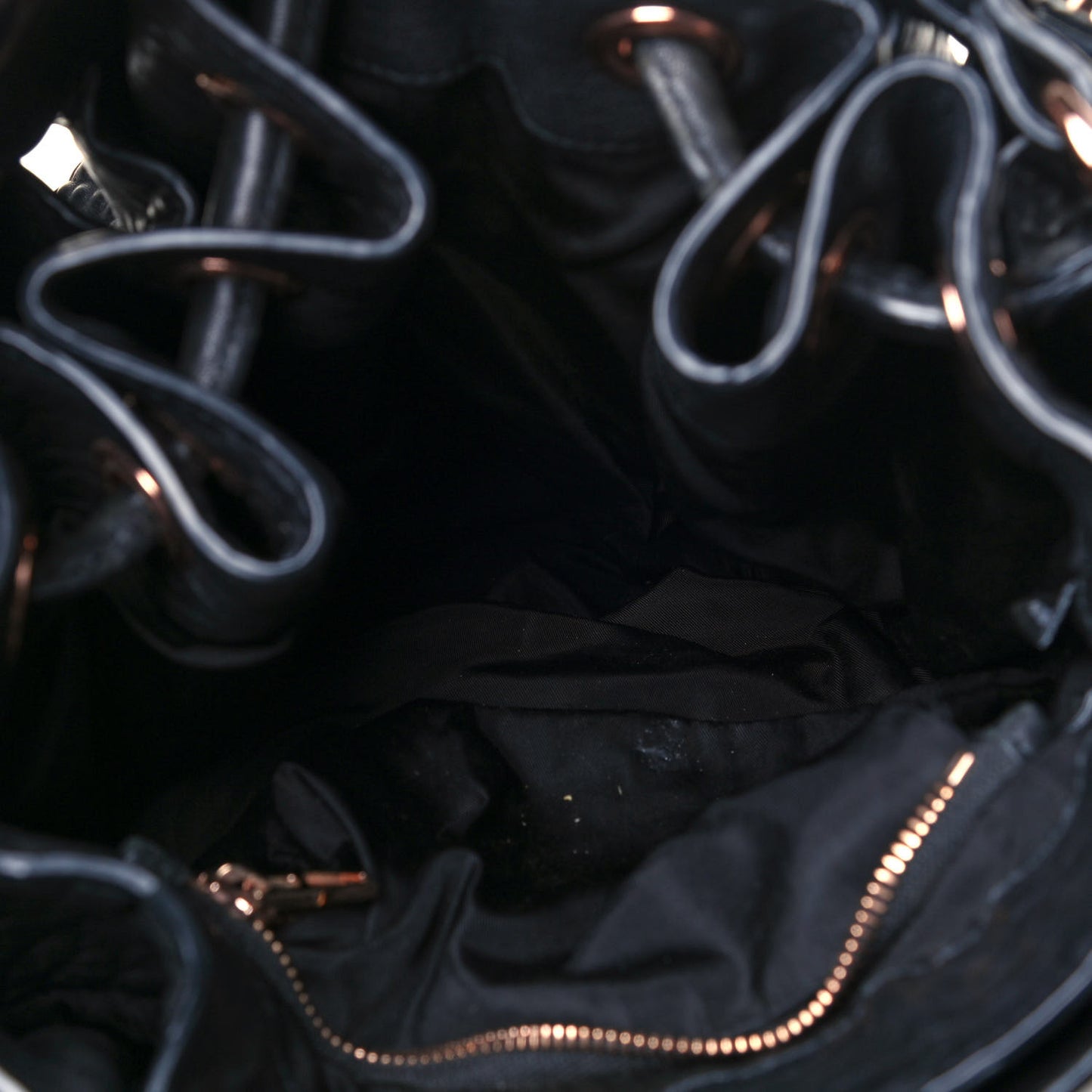 Pebbled Lambskin Diego Bucket Black Rose Gold Hardware
