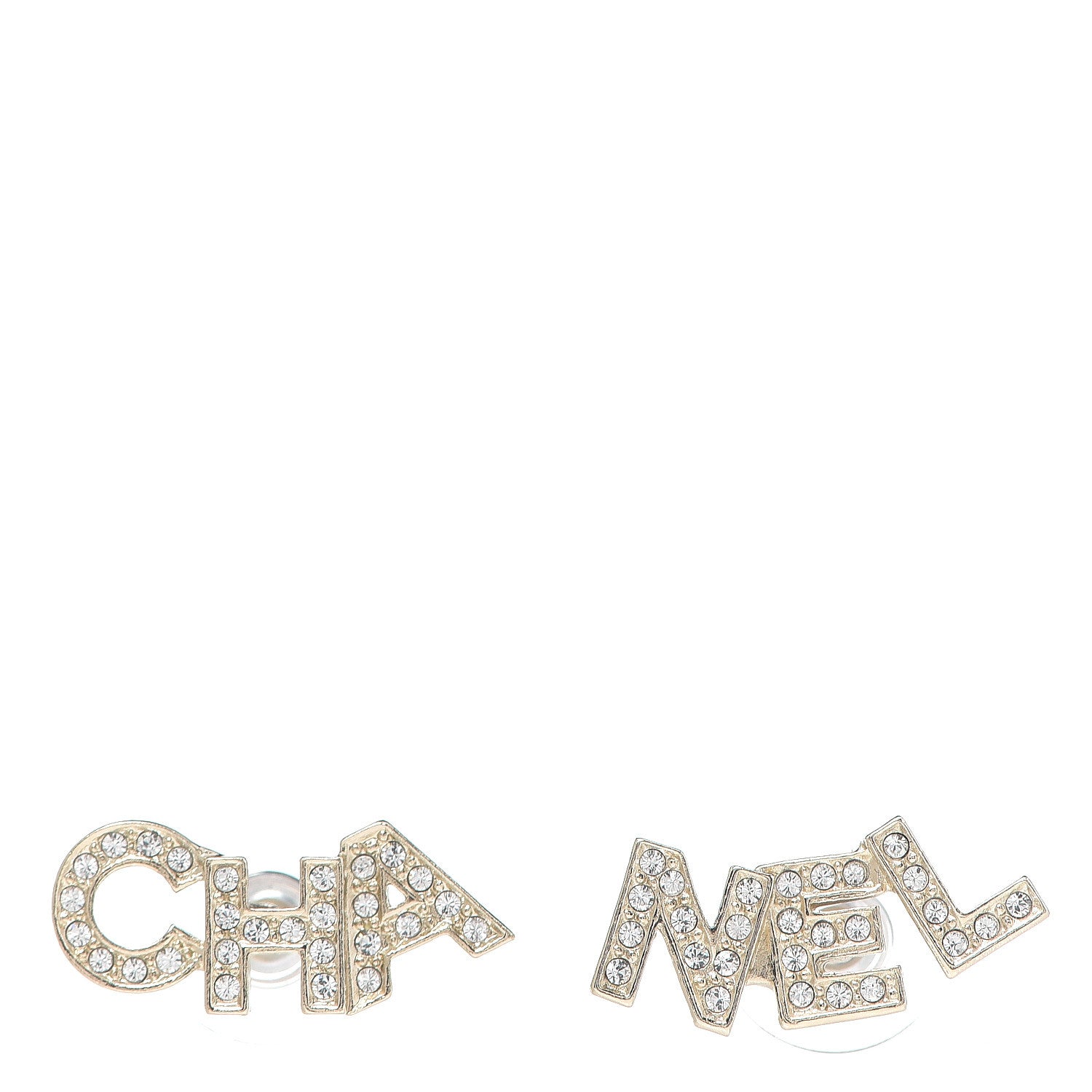 Chanel Crystal Pearl Signature Stud Earrings Gold 1 of 3