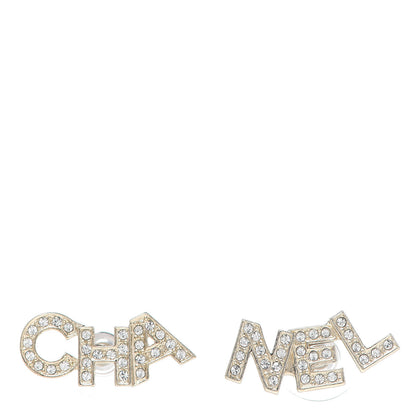 Chanel Crystal Pearl Signature Stud Earrings Gold 1 of 3