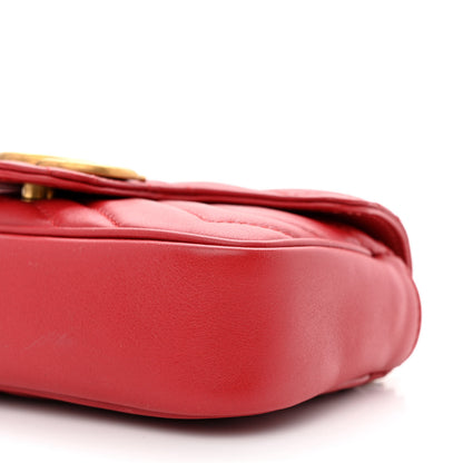 Gucci Calfskin Matelasse Super Mini GG Marmont Shoulder Bag Hibiscus Red 10 of 10