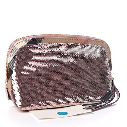 Burberry House Check Sequin Peyton Pouch Bag Pink 3 of 9