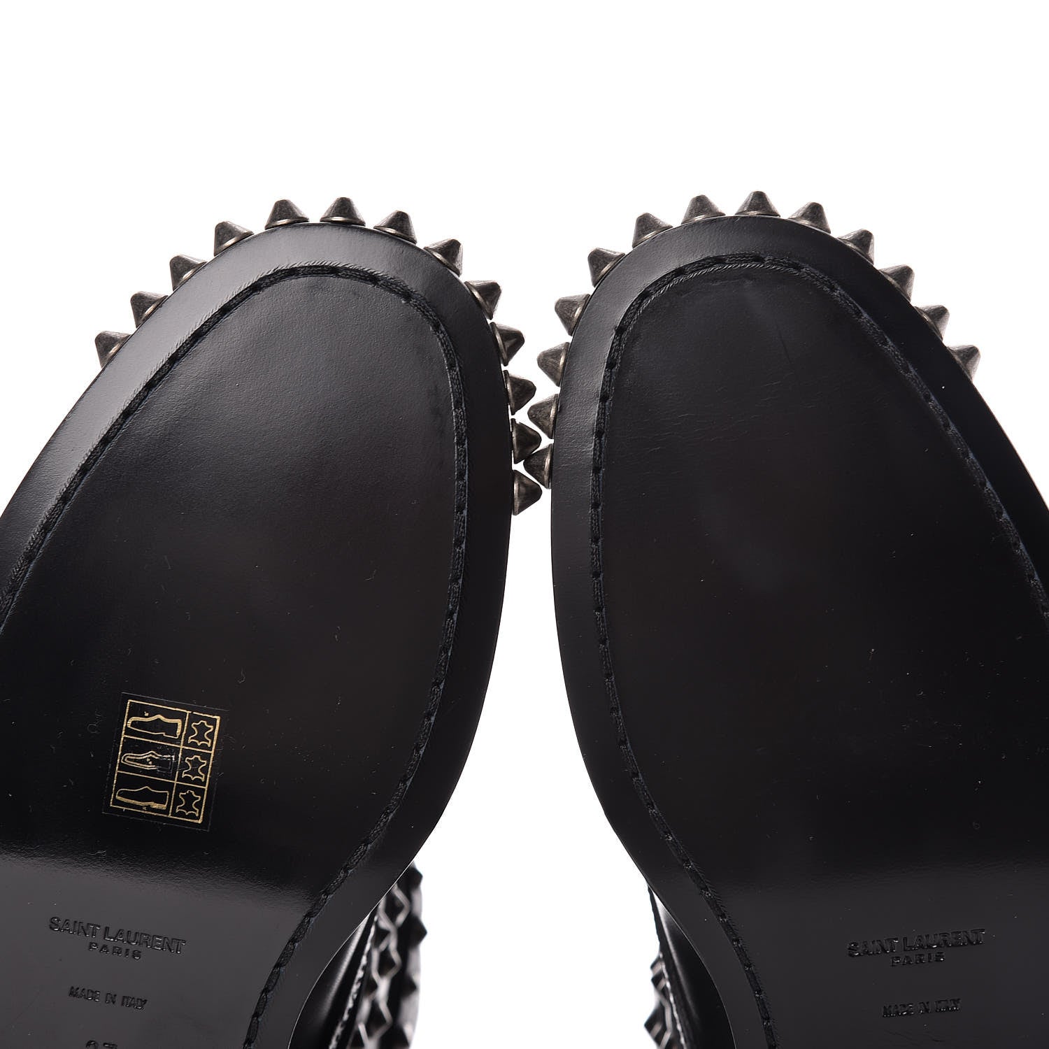Saint Laurent Smooth Calfskin Studded Womens Punk Ranger Boots 37 Black 8 of 15