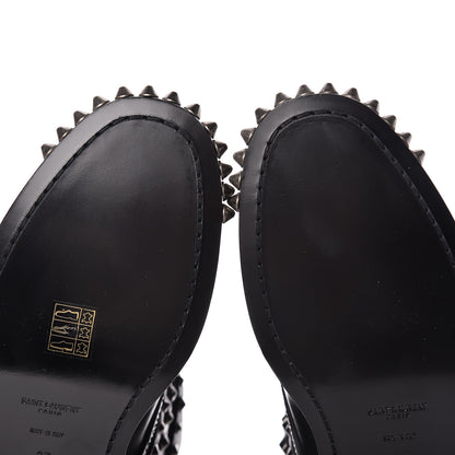 Saint Laurent Smooth Calfskin Studded Womens Punk Ranger Boots 37 Black 8 of 15