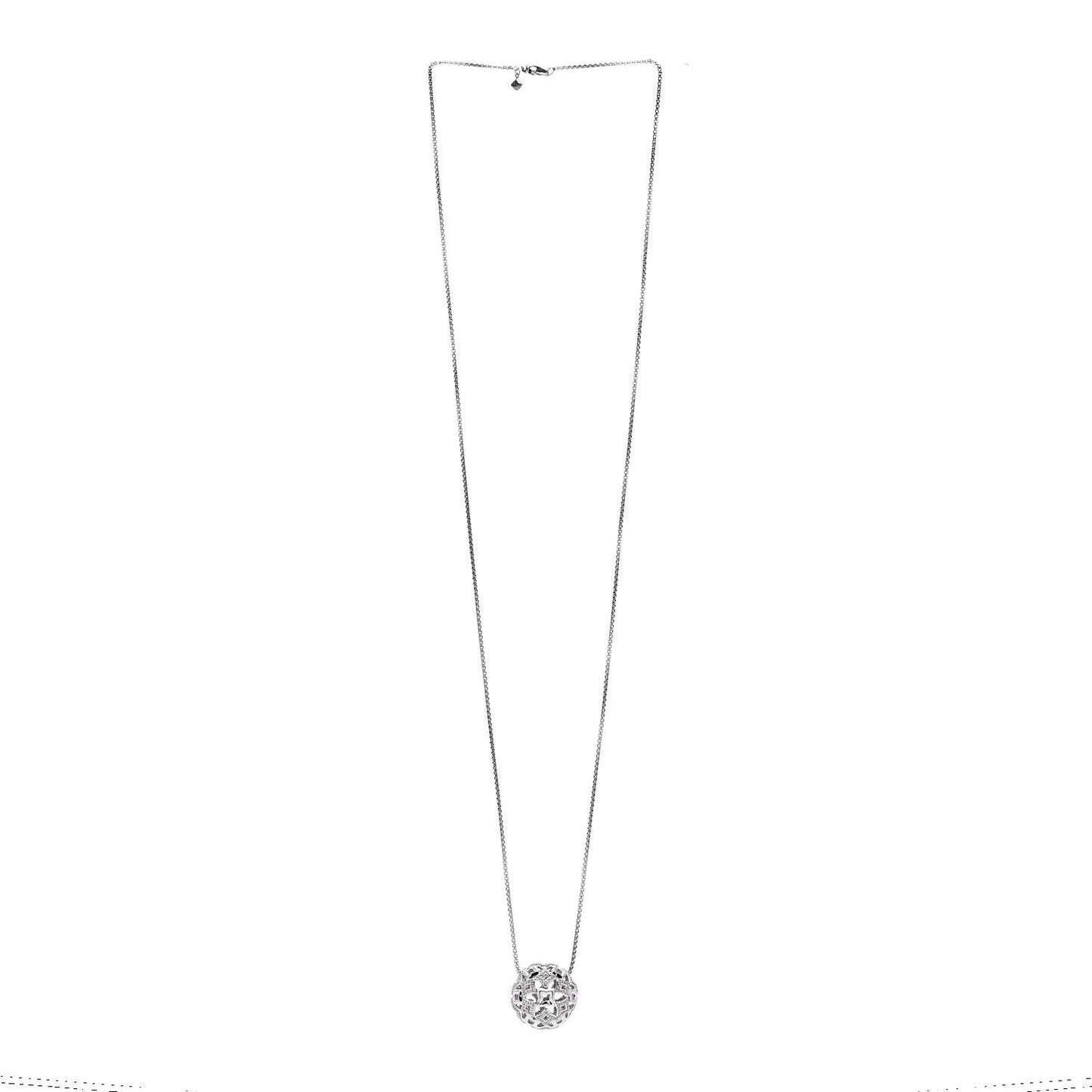 Sterling Silver Diamond Quatrefoil Ball Pendant Necklace