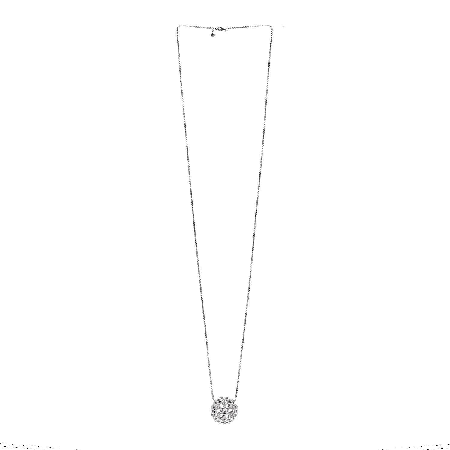 David Yurman Sterling Silver Diamond Quatrefoil Ball Pendant Necklace 3 of 5