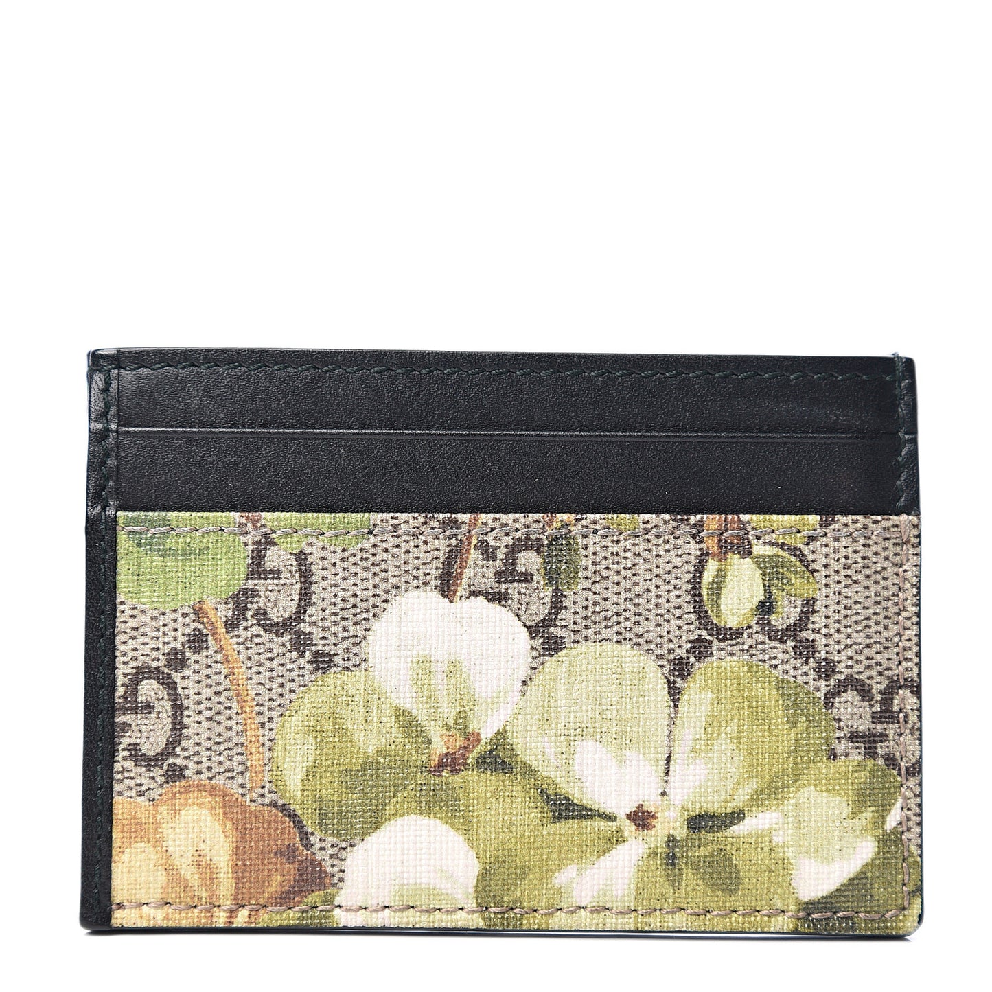 GG Supreme Monogram Blooms Card Holder Beige New Military Black
