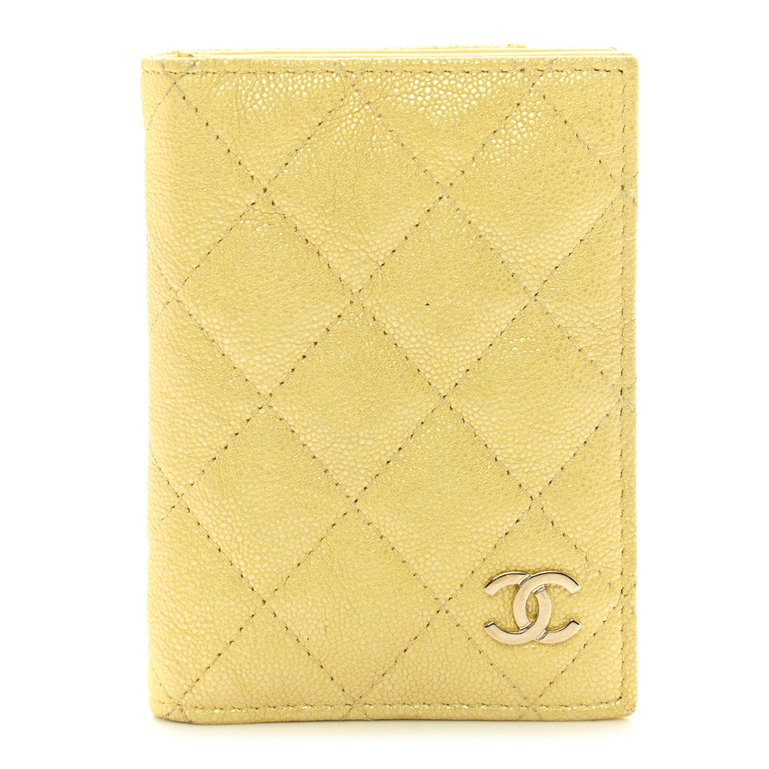 Chanel Caviar Quilted Card Holder Wallet Yellow 1 of 11