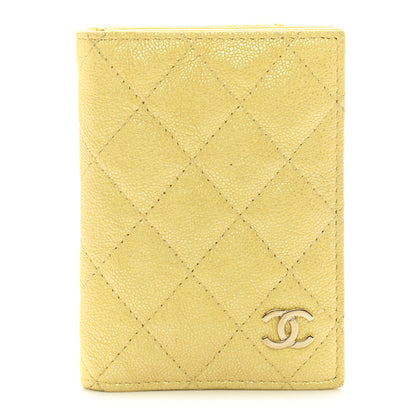 Chanel Caviar Quilted Card Holder Wallet Yellow 1 of 11