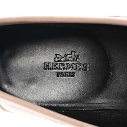 Hermes Goatskin Womens Paris Loafers 37.5 Beige Nude 8 of 10