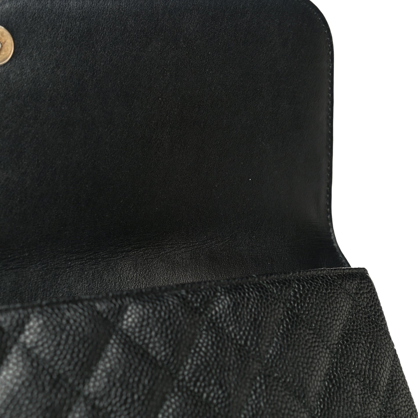 Caviar Quilted Filigree Flap Pouch Black