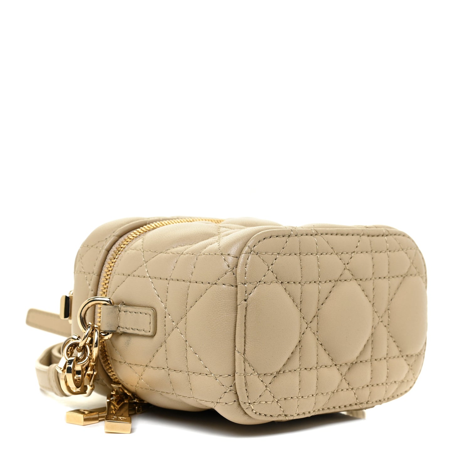 Lambskin Cannage Micro Lady Dior Vanity Case Beige
