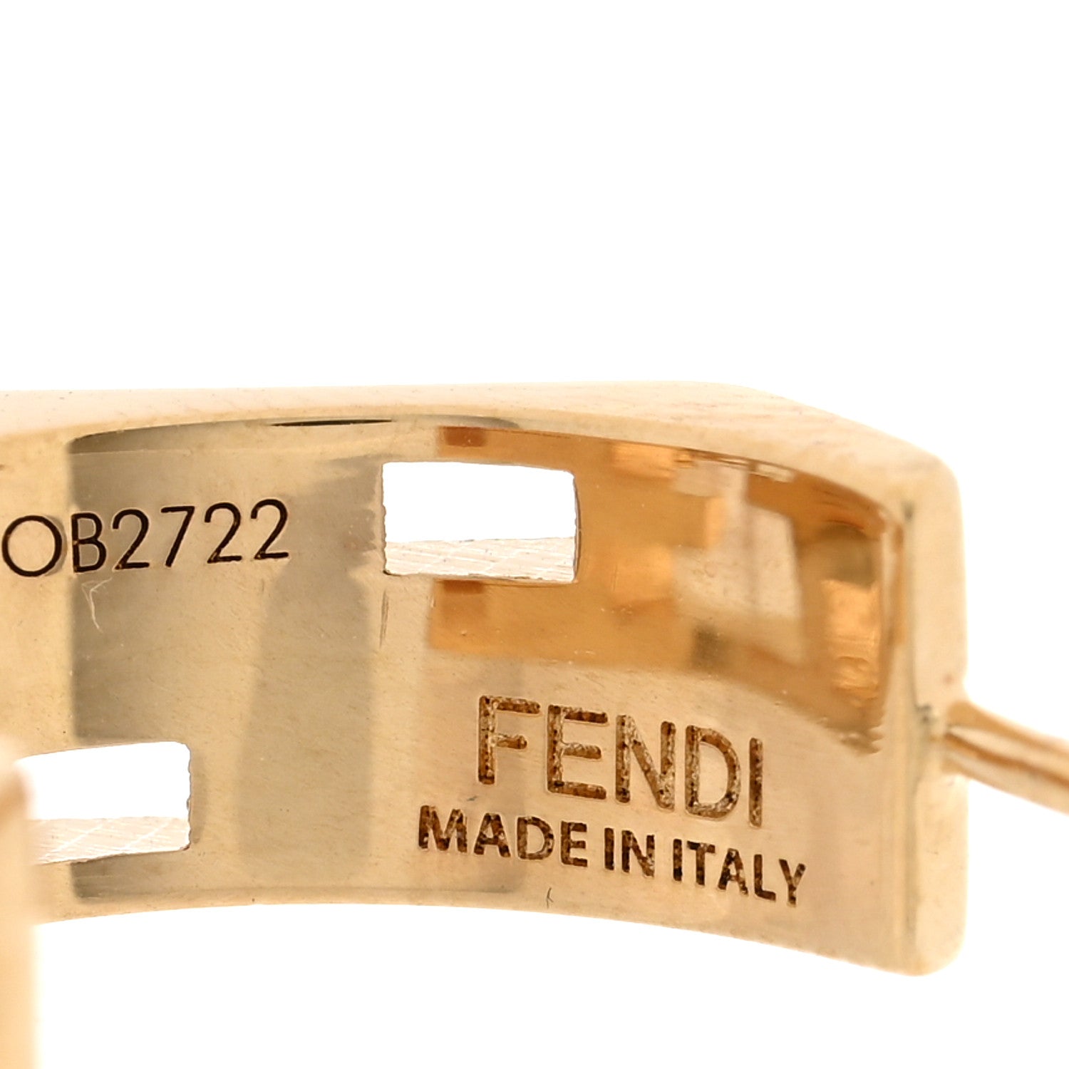 Fendi Metal Crystal Baguette Hoop Earrings Oro Soft 4 of 4