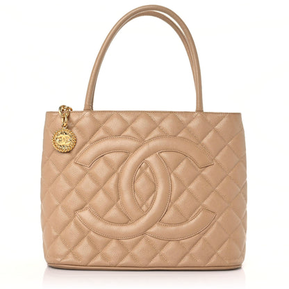 Chanel Caviar Quilted Medallion Tote Beige 1 of 17