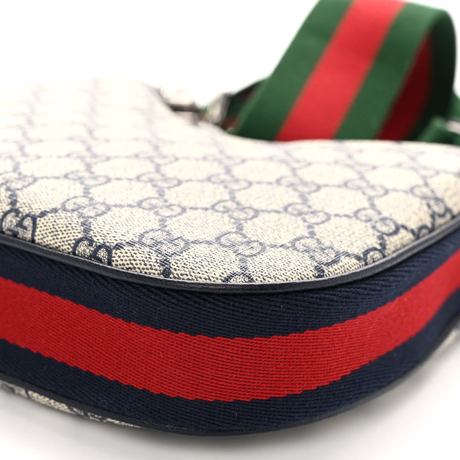 Gucci GG Supreme Monogram Textured Calfskin Web Small Attache Shoulder Bag Beige Blue 9 of 9