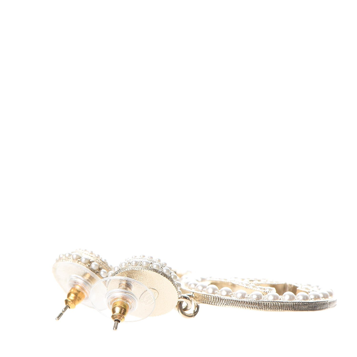 Chanel Pearl CC Drop Earrings Light Gold 3 of 6