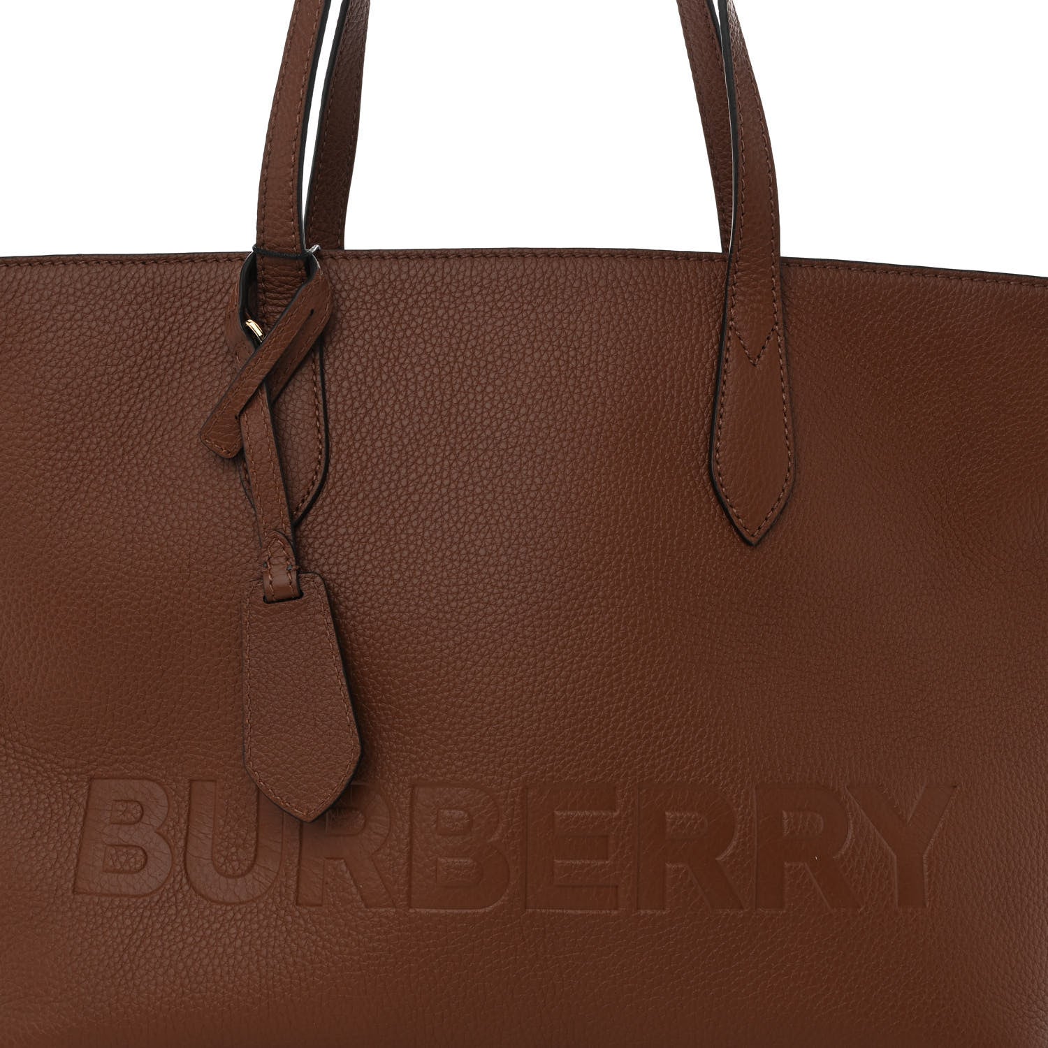 Burberry Calfskin Logo Embossed Medium Ardwell Tote Tan 7 of 9