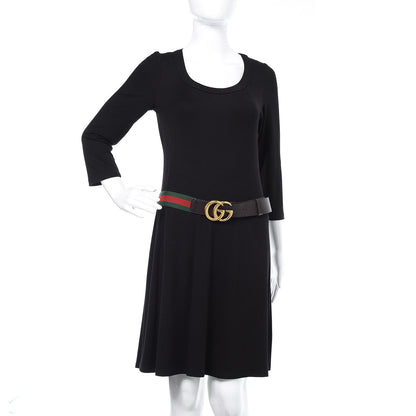 Gucci Nylon Textured Calfskin Double G Web 40mm Belt 90 36 Green Red Dark Cocoa 2 of 6