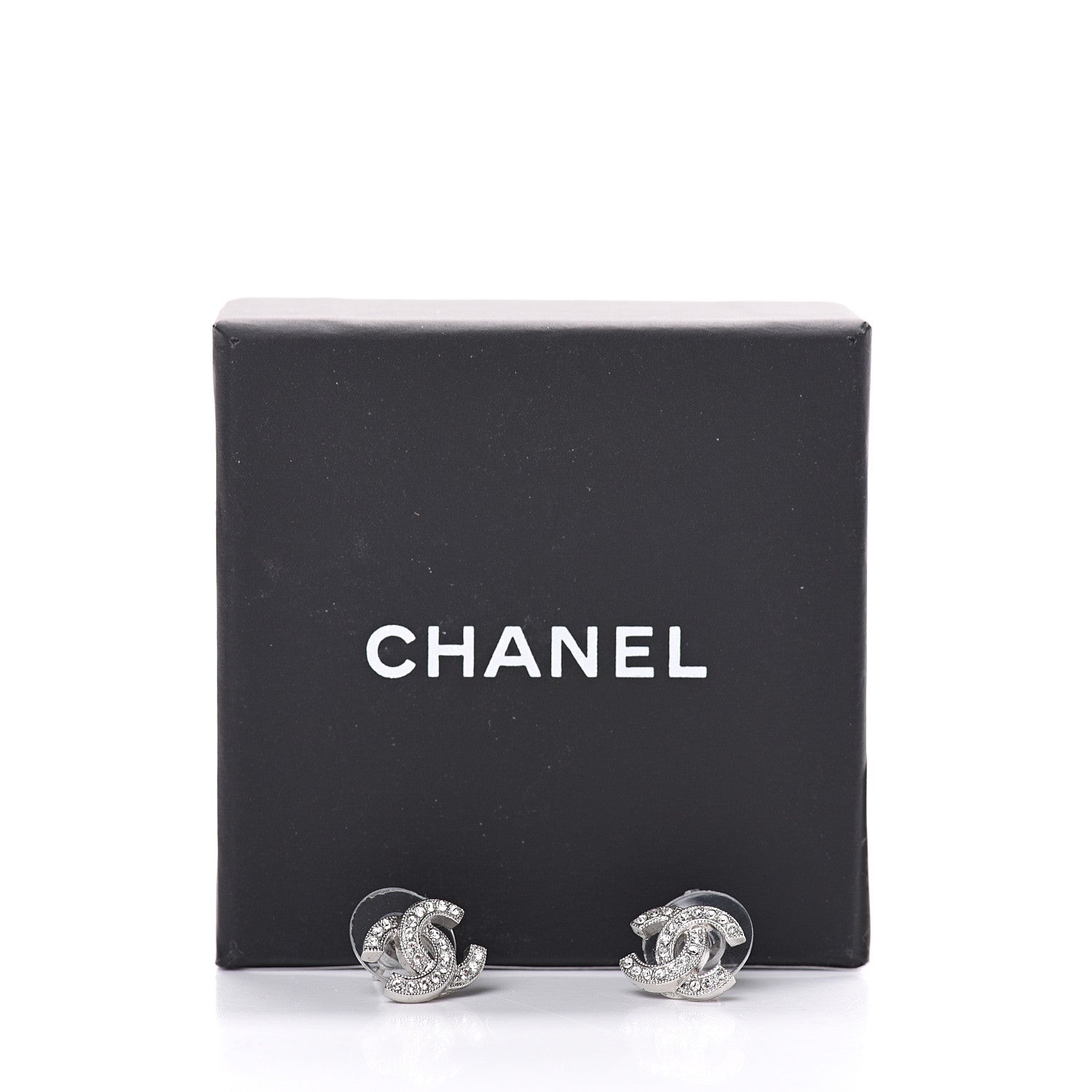 Chanel Crystal Mini Timeless CC Earrings Silver 5 of 5