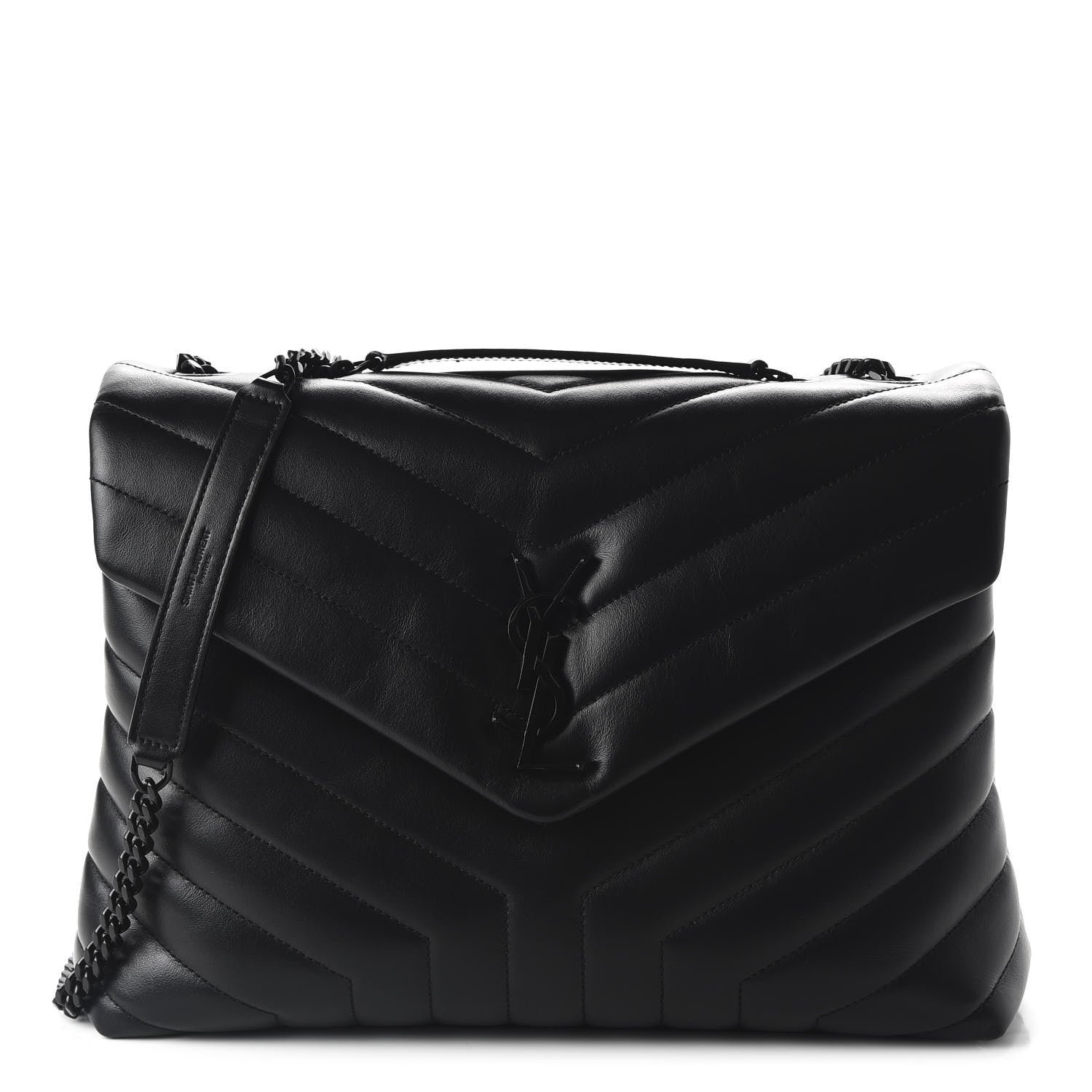 Saint Laurent Calfskin Y Quilted Monogram Medium Loulou Chain Satchel Black 1 of 9