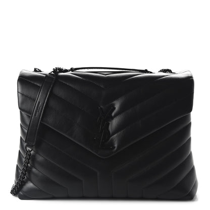 Saint Laurent Calfskin Y Quilted Monogram Medium Loulou Chain Satchel Black 1 of 9