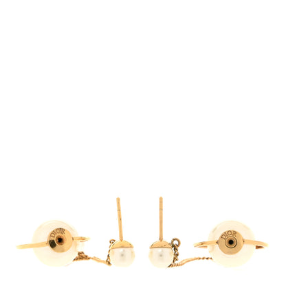 Christian Dior Pearl Tribales Dangle Chain Earrings Gold 3 of 5