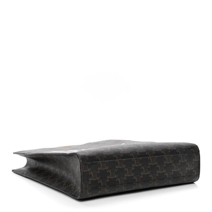 Celine Triomphe Canvas Calfskin Small Vertical Cabas Tan 3 of 5