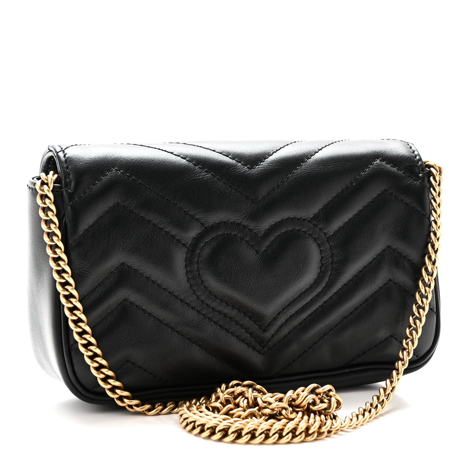 Gucci Calfskin Matelasse Super Mini GG Marmont Shoulder Bag Black 3 of 10