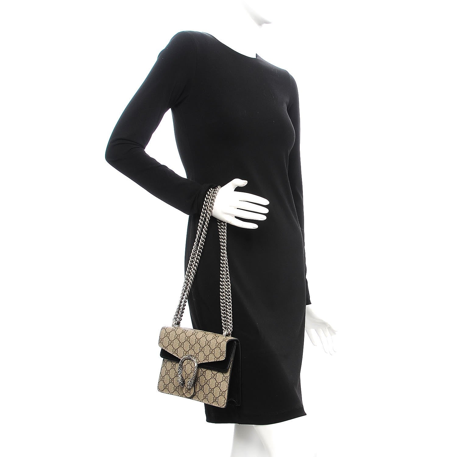 Gucci GG Supreme Monogram Mini Dionysus Shoulder Bag Black 3 of 10