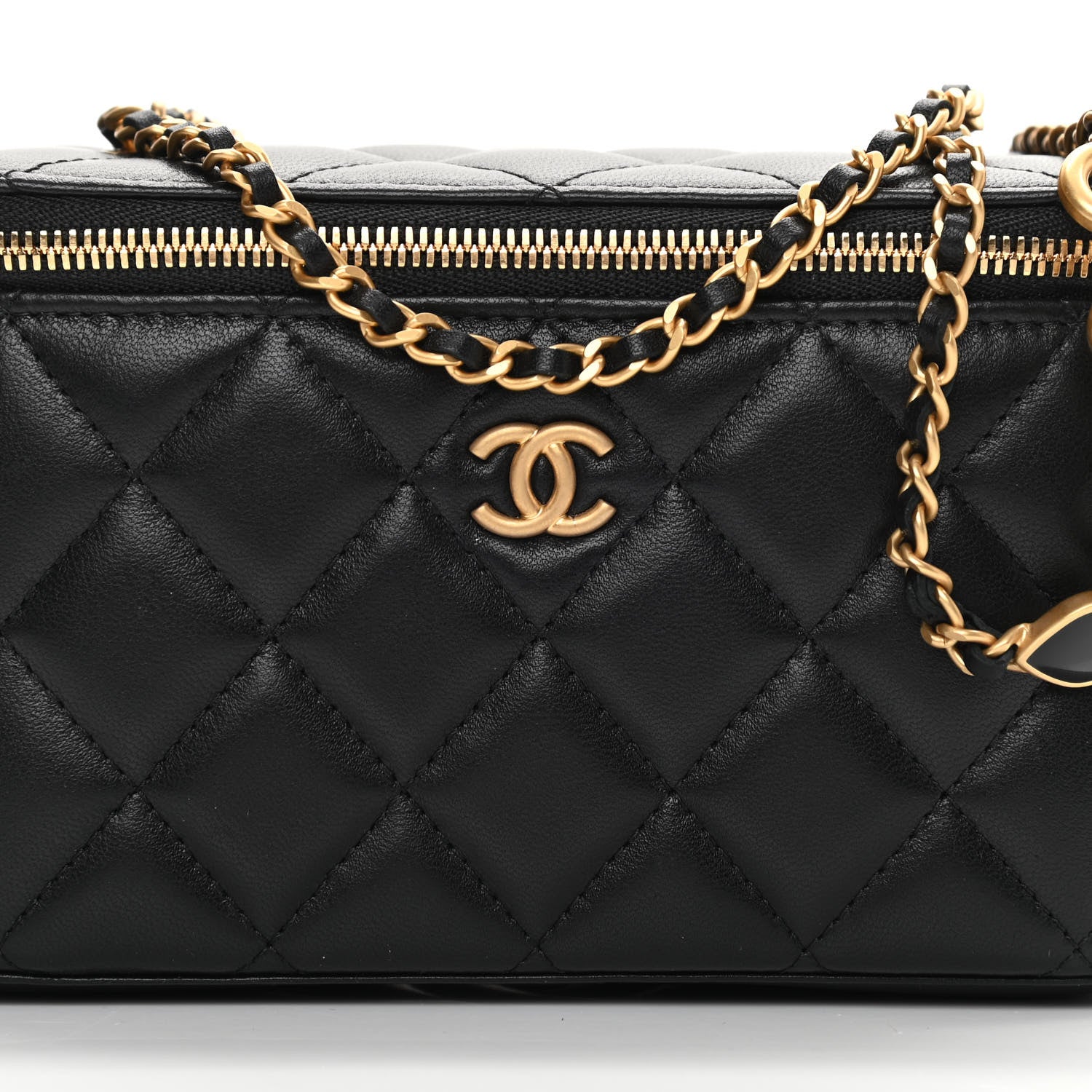 Chanel Lambskin Quilted Small Coco Vanity Case With Chain Black 7 of 12