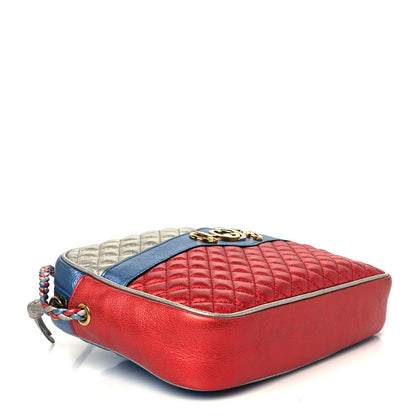 Gucci Laminated Nappa Trapuntata Small Zumi Shoulder Bag Rosso Marine Argento 4 of 11