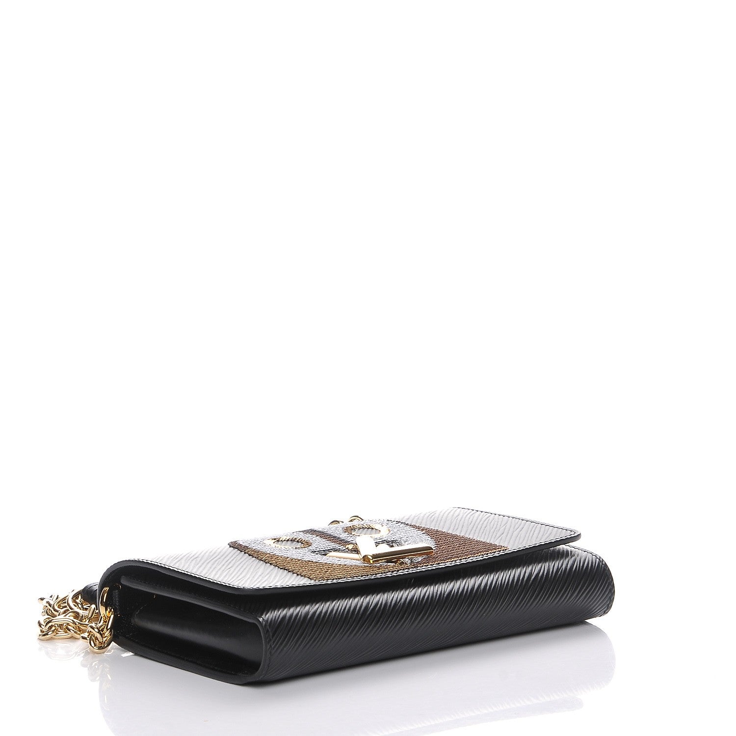 Louis Vuitton Epi Sequin Night Bird Twist Chain Wallet Black 4 of 8