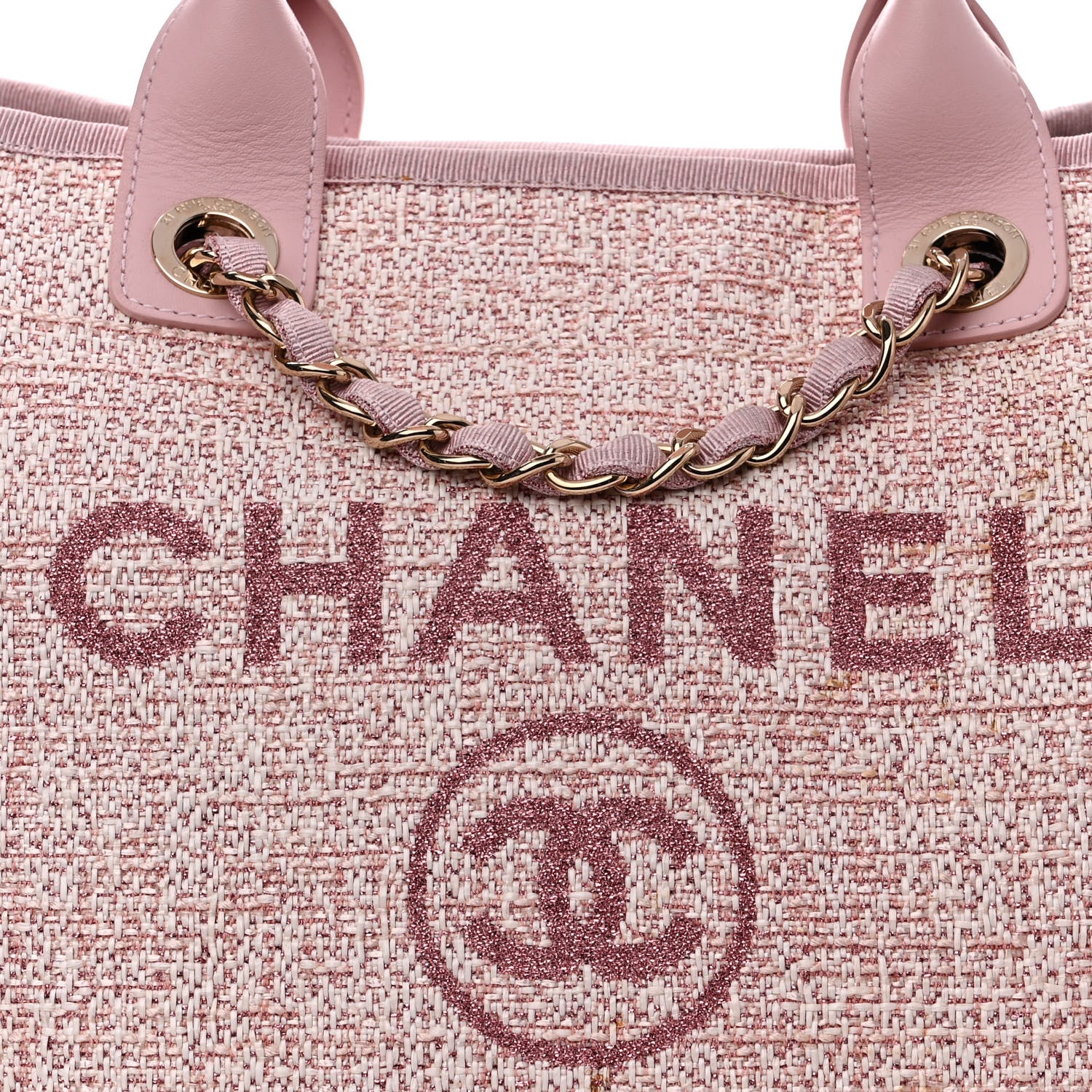 Chanel Lurex Boucle Deauville Medium Tote Pink 10 of 12