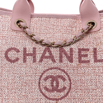 Chanel Lurex Boucle Deauville Medium Tote Pink 10 of 12