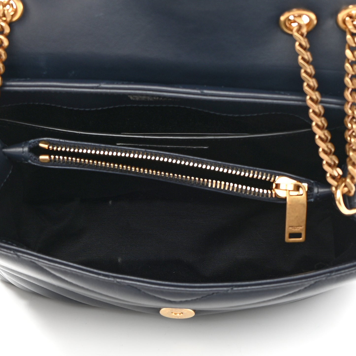 Calfskin Y Quilted Monogram Small Loulou Chain Satchel Deep Marine