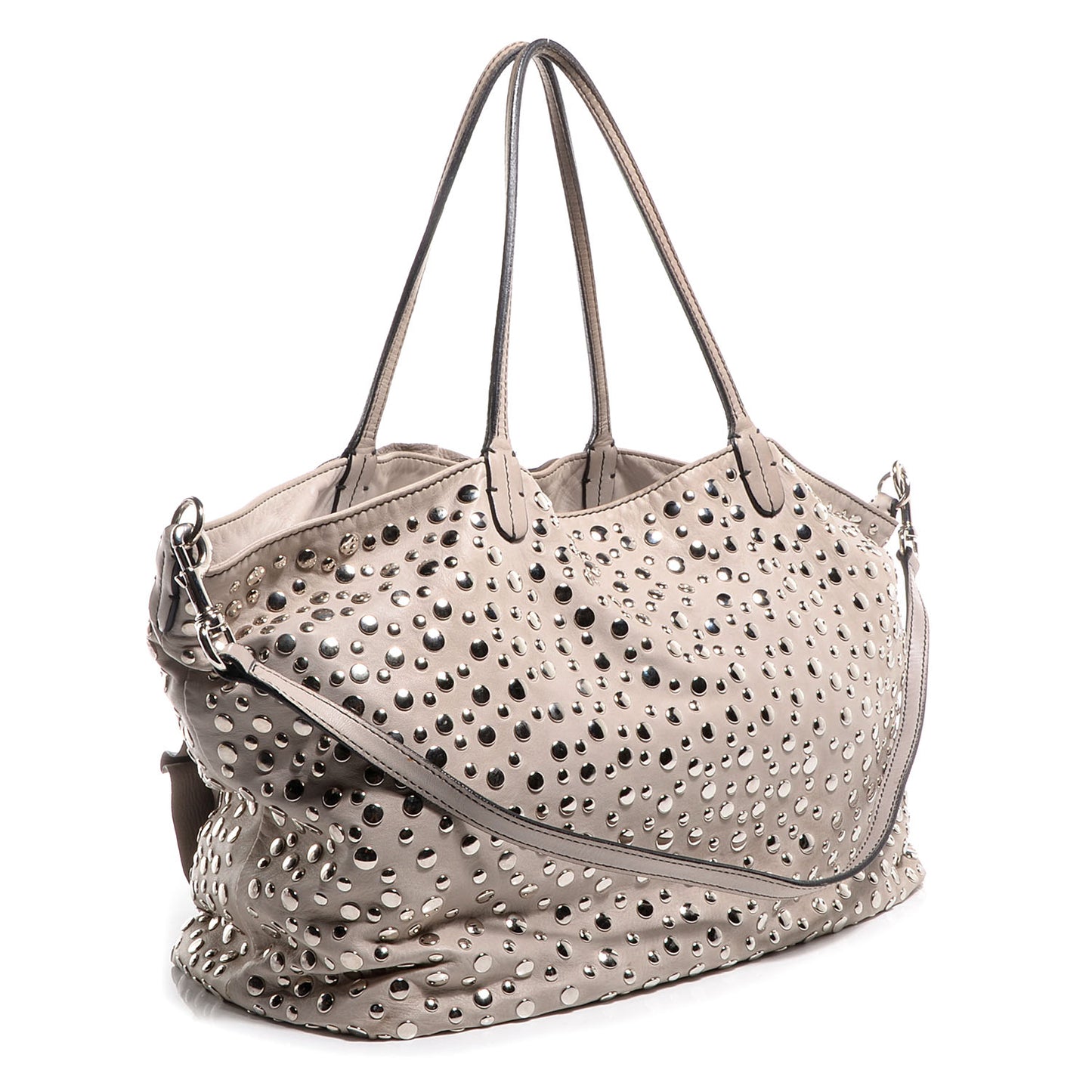 Nappa Studded Petale Tote Taupe