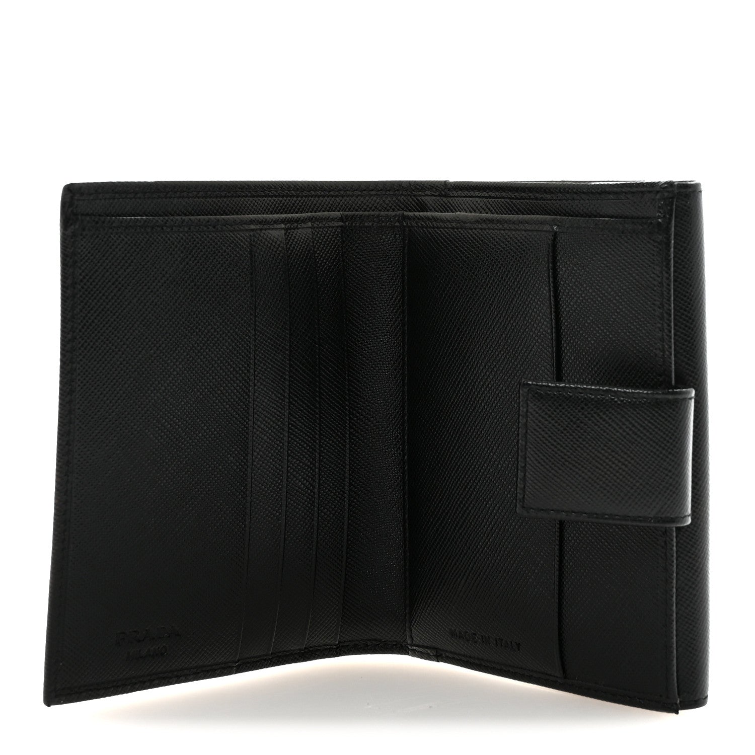 Prada Saffiano Metal Compact Wallet Black 5 of 7