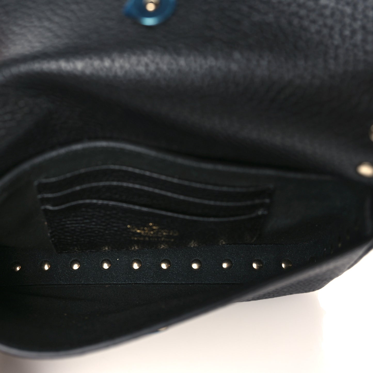 Grainy Calfskin Rockstud Crossbody Pouch Black
