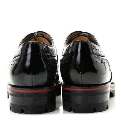 Christian Louboutin Patent Calfskin Laurlaf Brogue Derby Shoes 40.5 Black 3 of 9